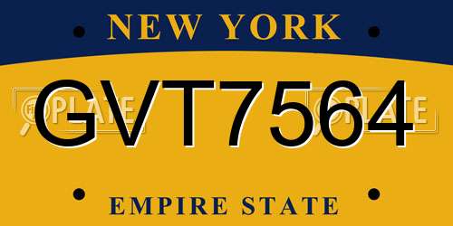 GVT7564 New York License Plate