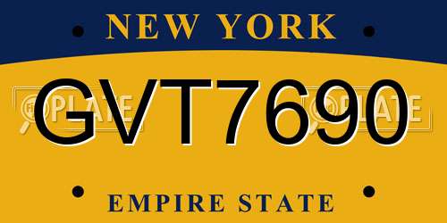 GVT7690 New York License Plate