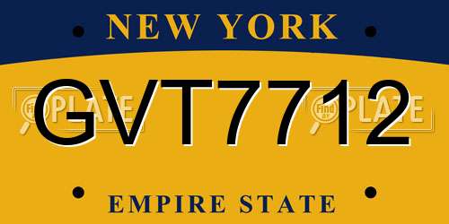 GVT7712 New York License Plate