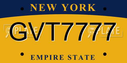 GVT7777 New York License Plate