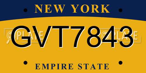GVT7843 New York License Plate