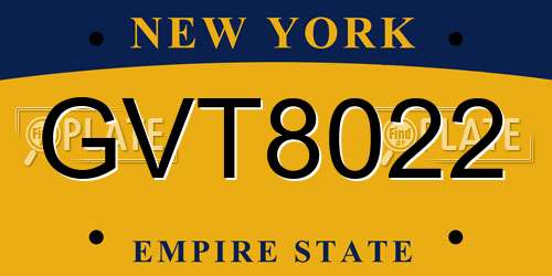 GVT8022 New York License Plate