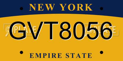 GVT8056 New York License Plate