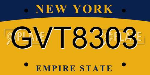 GVT8303 New York License Plate