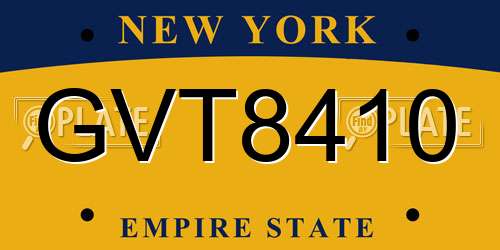 GVT8410 New York License Plate