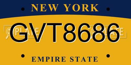 GVT8686 New York License Plate