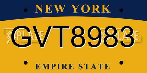 GVT8983 New York License Plate