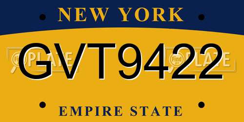 GVT9422 New York License Plate