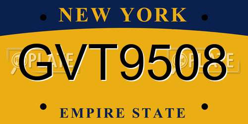 GVT9508 New York License Plate