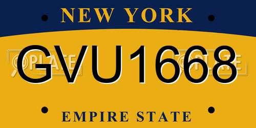 GVU1668 New York License Plate