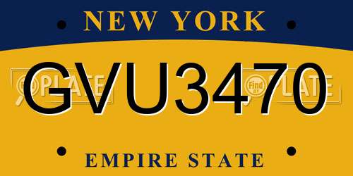 GVU3470 New York License Plate