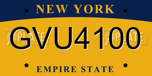 GVU4100 New York License Plate