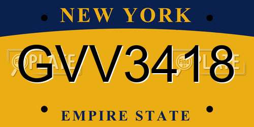 GVV3418 New York License Plate
