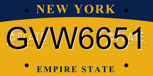 GVW6651 New York License Plate