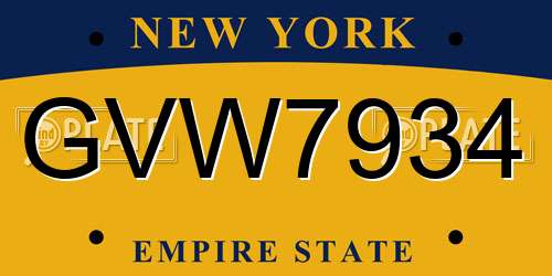 GVW7934 New York License Plate