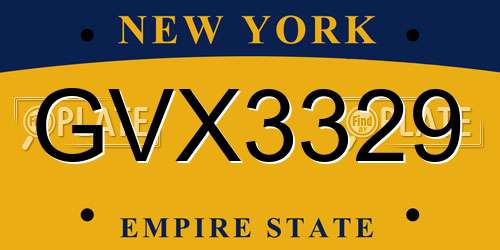 GVX3329 New York License Plate