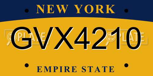 GVX4210 New York License Plate