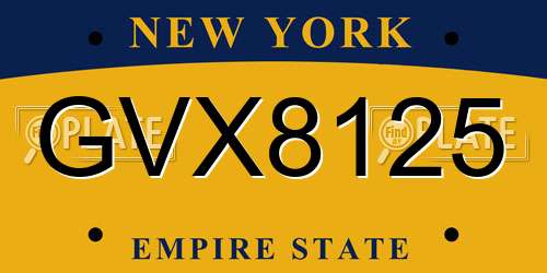 GVX8125 New York License Plate