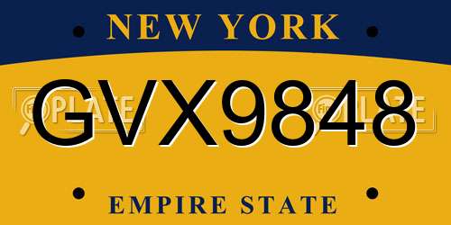 GVX9848 New York License Plate