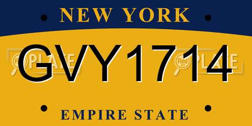 GVY1714 New York License Plate