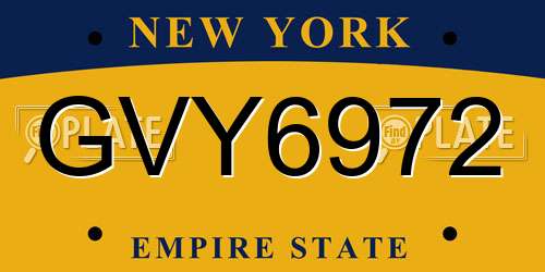 GVY6972 New York License Plate