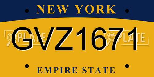 GVZ1671 New York License Plate