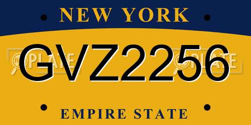 GVZ2256 New York License Plate