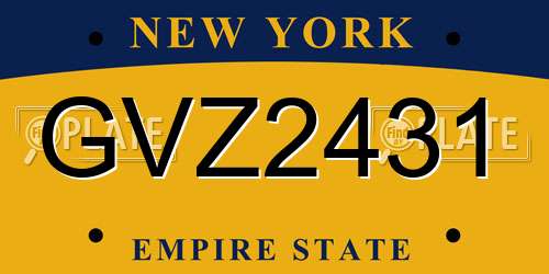 GVZ2431 New York License Plate