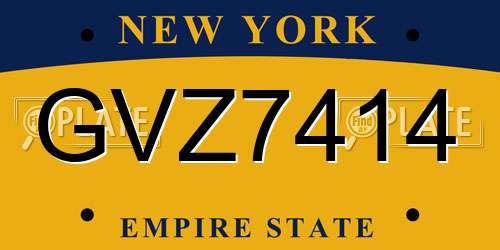 GVZ7414 New York License Plate