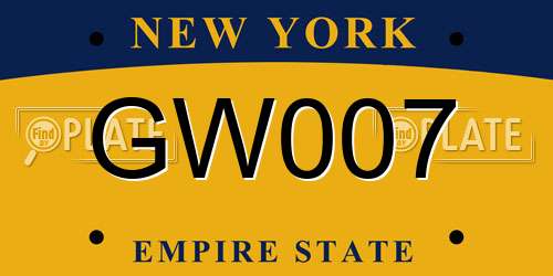 GW007 New York License Plate