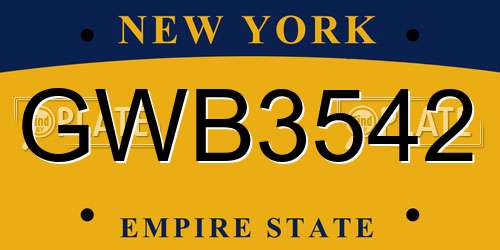 GWB3542 New York License Plate