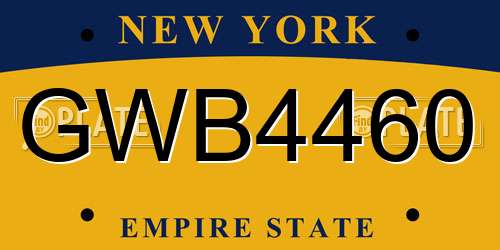 GWB4460 New York License Plate