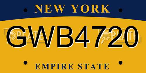 GWB4720 New York License Plate