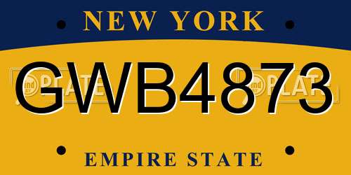 GWB4873 New York License Plate