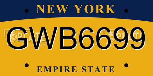 GWB6699 New York License Plate