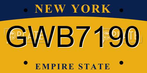 GWB7190 New York License Plate
