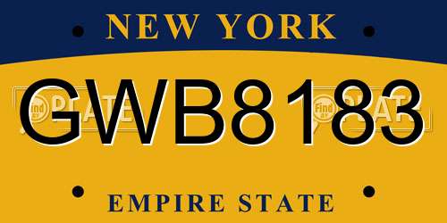 GWB8183 New York License Plate