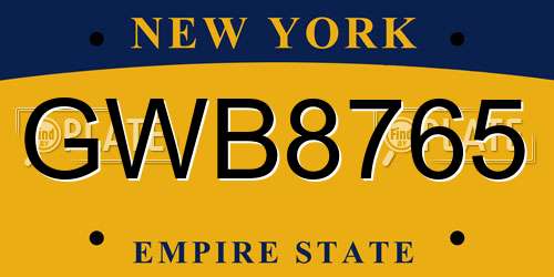 GWB8765 New York License Plate