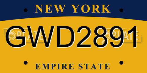 GWD2891 New York License Plate