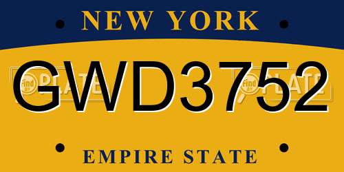 GWD3752 New York License Plate