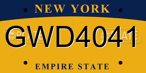 GWD4041 New York License Plate