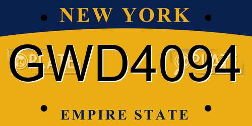 GWD4094 New York License Plate