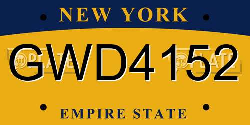 GWD4152 New York License Plate