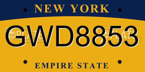 GWD8853 New York License Plate