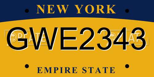 GWE2343 New York License Plate