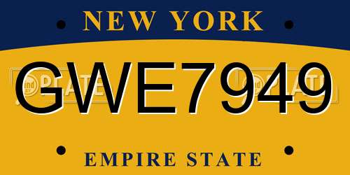 GWE7949 New York License Plate