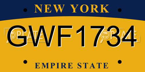 GWF1734 New York License Plate