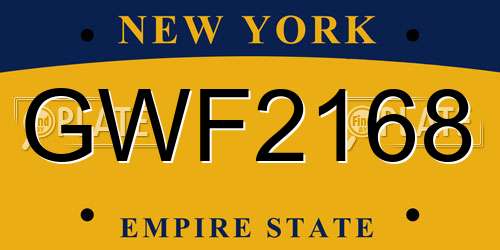 GWF2168 New York License Plate