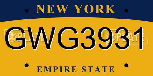 GWG3931 New York License Plate