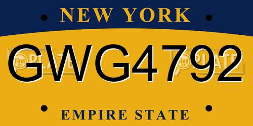 GWG4792 New York License Plate